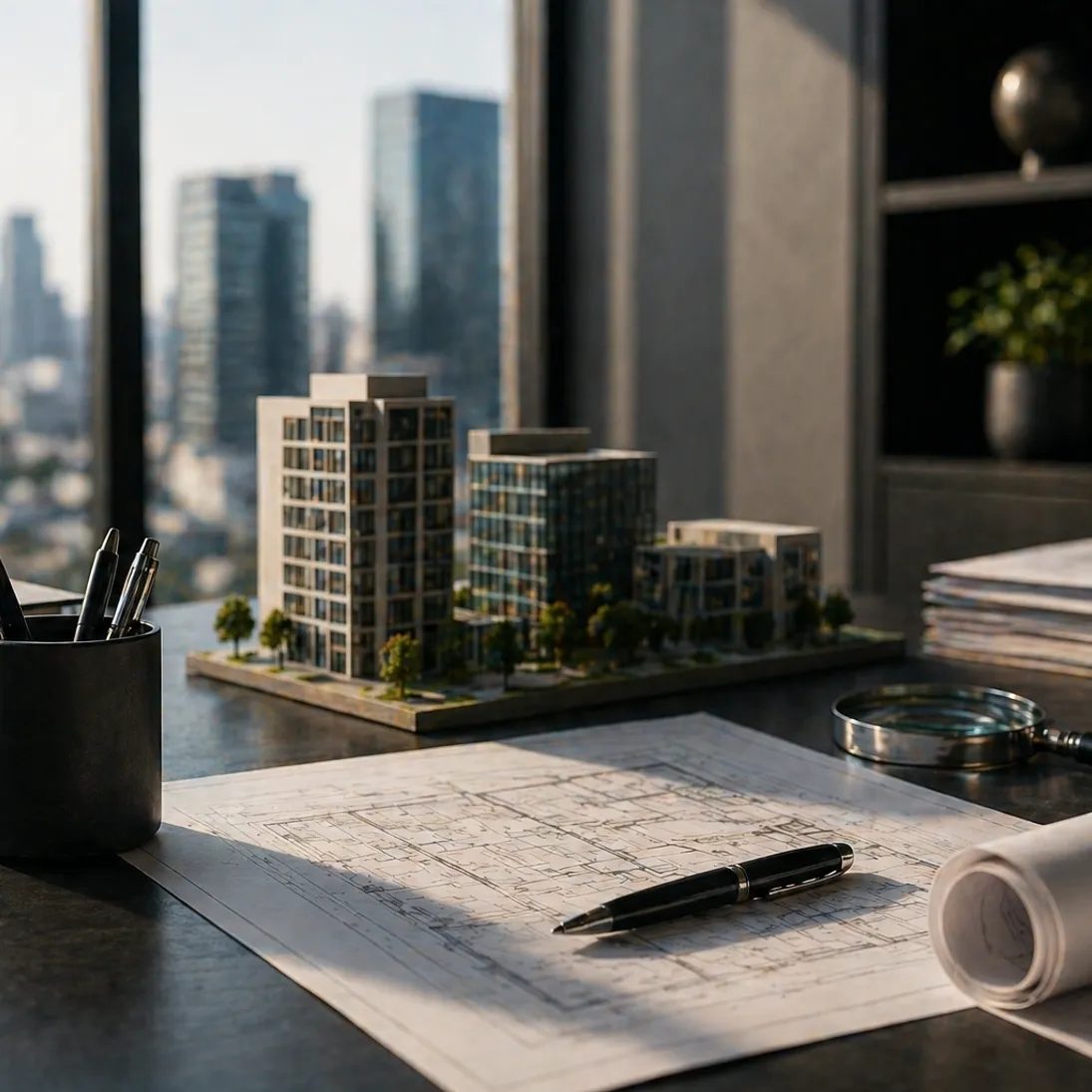 Architectural model of a development